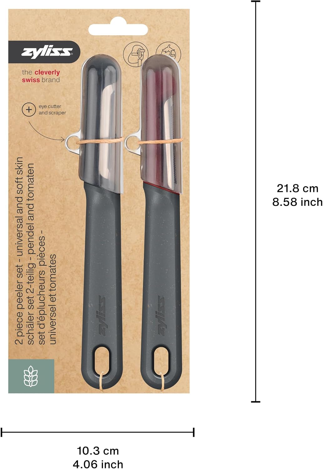 2 Piece Peeler Set with Universal & Soft Skin Peelers, Wheat Straw Handles, Stainless Steel & Micro-Serrated Blades, Eco-Friendly Dual Peeler Set for Fruits & Vegetables