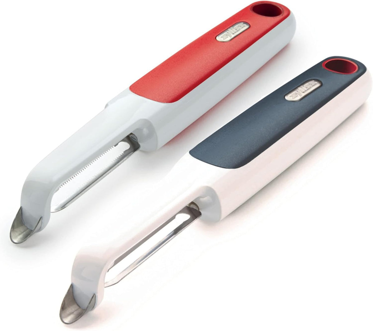 2 Piece Peeler Set with Universal & Soft Skin Peelers, Wheat Straw Handles, Stainless Steel & Micro-Serrated Blades, Eco-Friendly Dual Peeler Set for Fruits & Vegetables