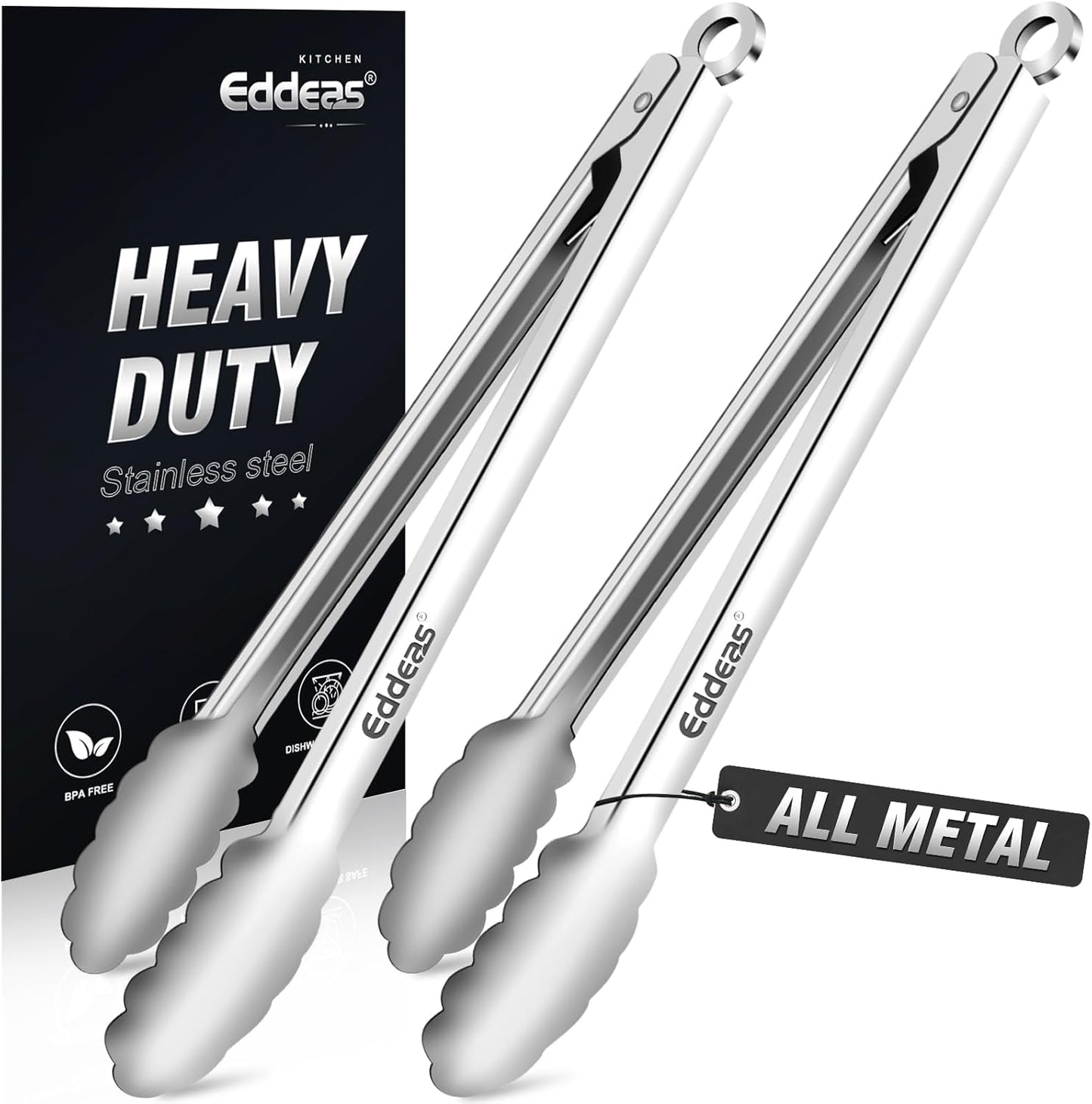 Tongs For Cooking - Heat Resistant 600 Degrees Stainless Steel Kitchen Tong,Heavy Duty Metal Locking Tongs - Perfect for Food,Salad and BBQ set of 3 (7",9" and 12") Dishwasher