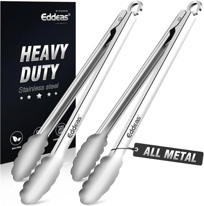 Tongs For Cooking - Heat Resistant 600 Degrees Stainless Steel Kitchen Tong,Heavy Duty Metal Locking Tongs - Perfect for Food,Salad and BBQ set of 3 (7",9" and 12") Dishwasher