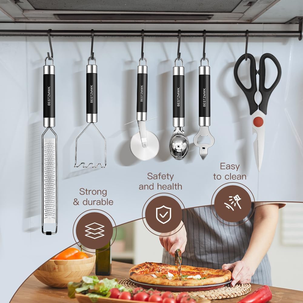Kitchen Utensils Set-Silicone Cooking Utensils-33pcs Non-Stick Silicone Cooking Kitchen Utensils Spatula Set with Holder-Best Kitchen Cookware with Stainless Steel Handle (Khaki)
