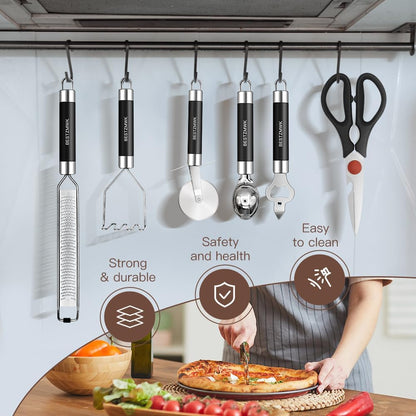 Kitchen Utensils Set-Silicone Cooking Utensils-33pcs Non-Stick Silicone Cooking Kitchen Utensils Spatula Set with Holder-Best Kitchen Cookware with Stainless Steel Handle (Khaki)
