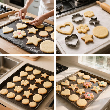 Metal Cookie Cutters Set of 12 - Heart, Flower, Round, Star Shapes | Stainless Steel, Small to Mini Size, Metal Biscuit Cutter Molds for Sugar Cookie Baking or Holiday Party Decorations