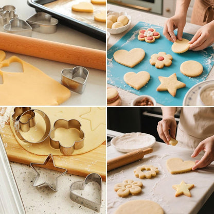 Metal Cookie Cutters Set of 12 - Heart, Flower, Round, Star Shapes | Stainless Steel, Small to Mini Size, Metal Biscuit Cutter Molds for Sugar Cookie Baking or Holiday Party Decorations