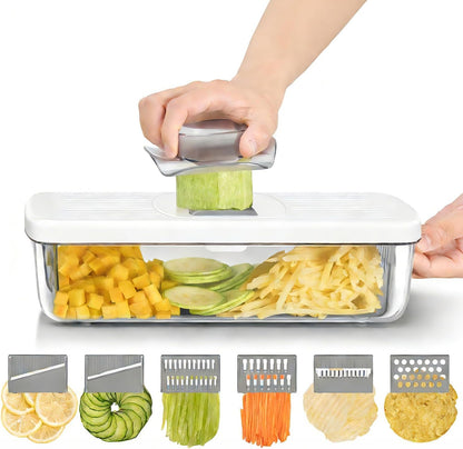 Vegetable Chopper Mandoline Slicer 8-in-1 with Container, 8 Blades for Onion, Veggie & Fruit, Easy Food Slicer Dicer Cutter, Kitchen Gadgets & Essentials