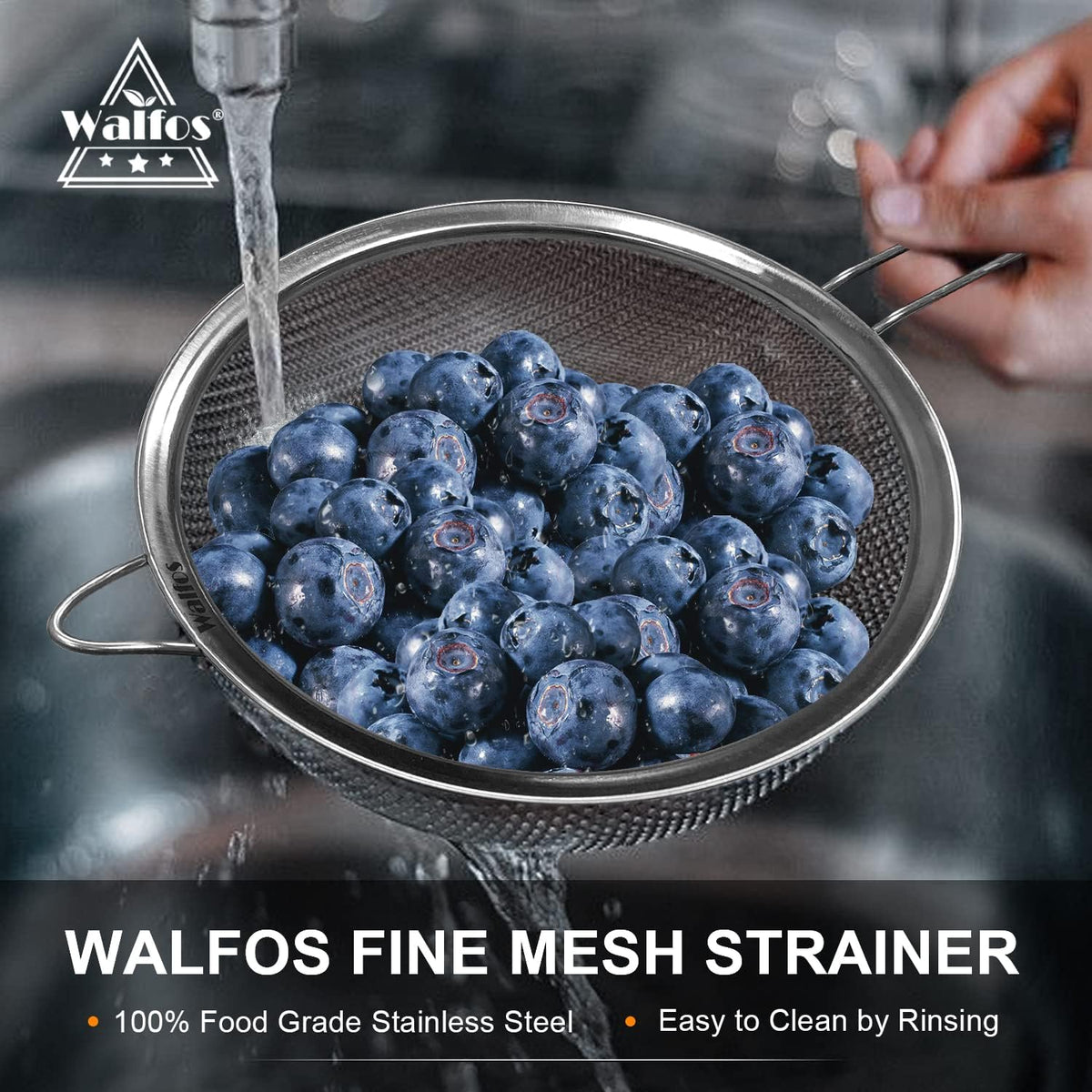 Fine Mesh Strainers Set, Premium Stainless Steel Colanders and Sifters, with Reinforced Frame Sturdy Handle, Perfect for Sift, Strain, Drain Rinse Vegetables, Pastas Tea - 3 Sizes