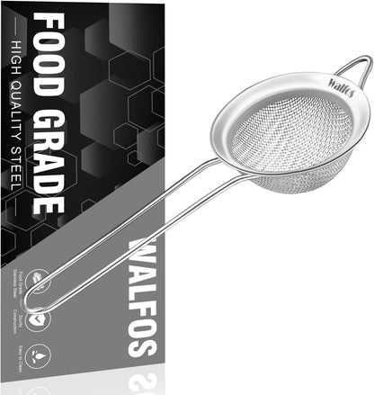 Fine Mesh Strainers Set, Premium Stainless Steel Colanders and Sifters, with Reinforced Frame Sturdy Handle, Perfect for Sift, Strain, Drain Rinse Vegetables, Pastas Tea - 3 Sizes
