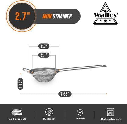 Fine Mesh Strainers Set, Premium Stainless Steel Colanders and Sifters, with Reinforced Frame Sturdy Handle, Perfect for Sift, Strain, Drain Rinse Vegetables, Pastas Tea - 3 Sizes