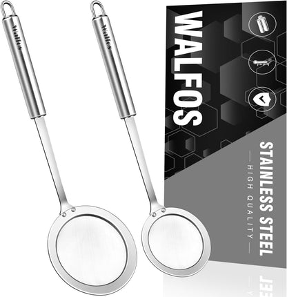 Fine Mesh Strainers Set, Premium Stainless Steel Colanders and Sifters, with Reinforced Frame Sturdy Handle, Perfect for Sift, Strain, Drain Rinse Vegetables, Pastas Tea - 3 Sizes