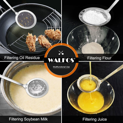 Fine Mesh Strainers Set, Premium Stainless Steel Colanders and Sifters, with Reinforced Frame Sturdy Handle, Perfect for Sift, Strain, Drain Rinse Vegetables, Pastas Tea - 3 Sizes