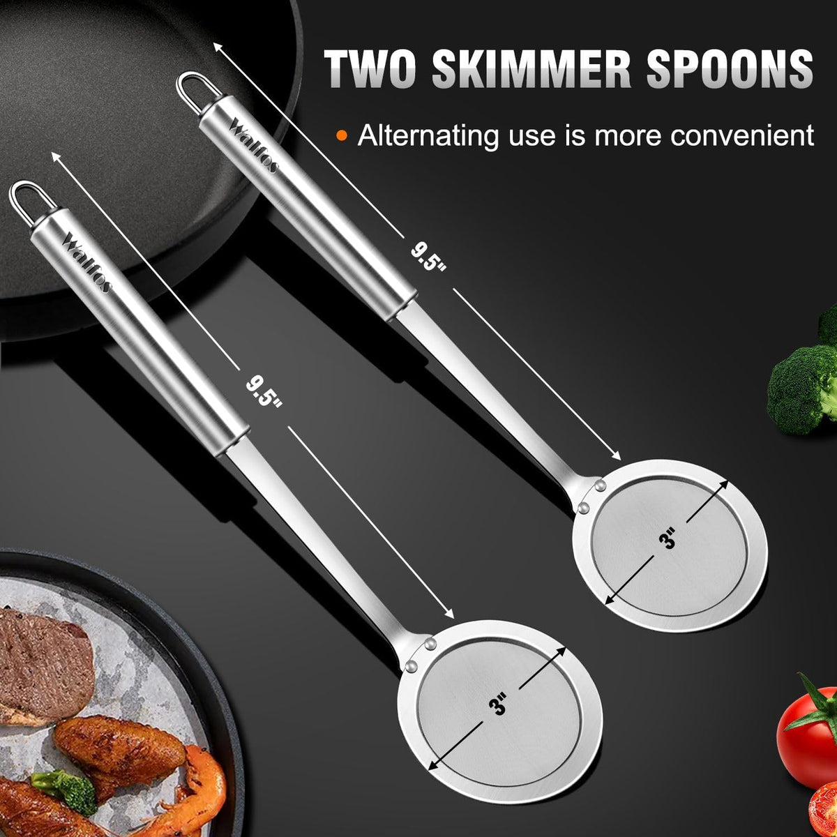 Fine Mesh Strainers Set, Premium Stainless Steel Colanders and Sifters, with Reinforced Frame Sturdy Handle, Perfect for Sift, Strain, Drain Rinse Vegetables, Pastas Tea - 3 Sizes