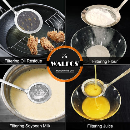 Fine Mesh Strainers Set, Premium Stainless Steel Colanders and Sifters, with Reinforced Frame Sturdy Handle, Perfect for Sift, Strain, Drain Rinse Vegetables, Pastas Tea - 3 Sizes