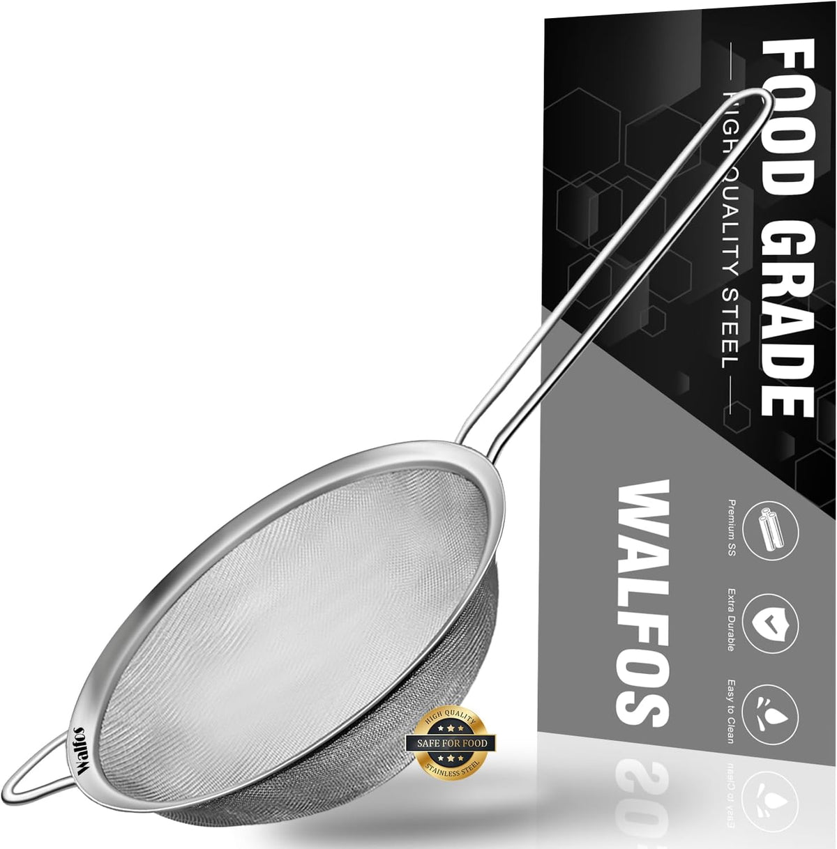 Fine Mesh Strainers Set, Premium Stainless Steel Colanders and Sifters, with Reinforced Frame Sturdy Handle, Perfect for Sift, Strain, Drain Rinse Vegetables, Pastas Tea - 3 Sizes