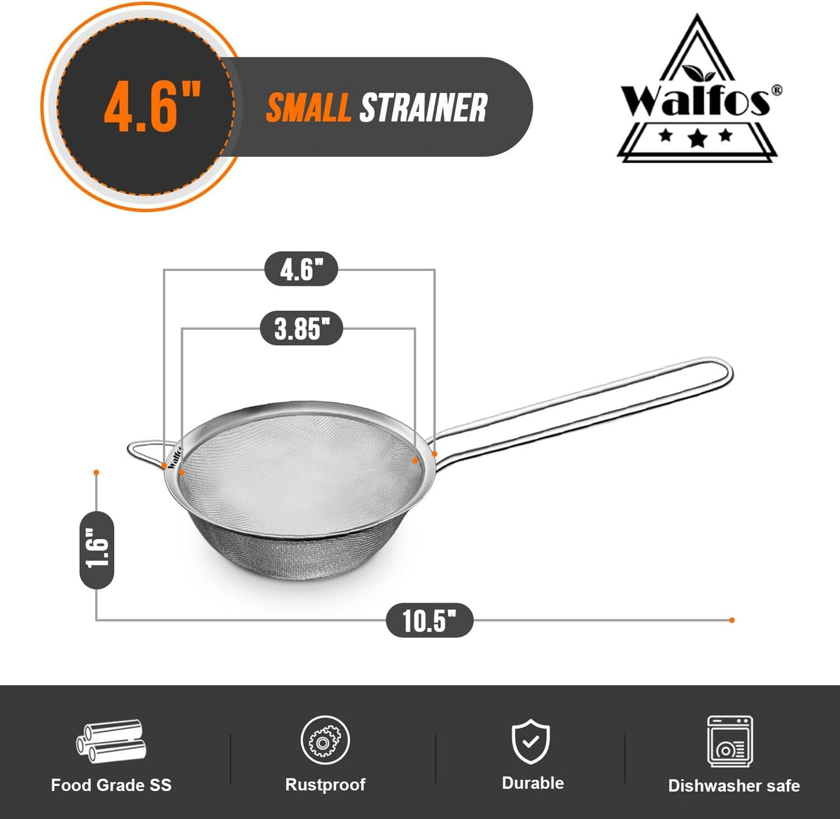 Fine Mesh Strainers Set, Premium Stainless Steel Colanders and Sifters, with Reinforced Frame Sturdy Handle, Perfect for Sift, Strain, Drain Rinse Vegetables, Pastas Tea - 3 Sizes