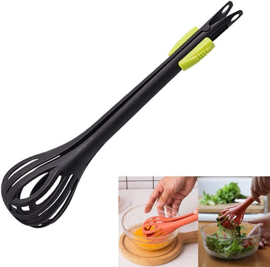2 in 1 Food Clip & Egg Whisk, Multi-function Egg Beater and Bread Clip, Handheld Egg Mixer Plastic Egg Beater Blender, Multifunctional Kitchen Tool (Black)