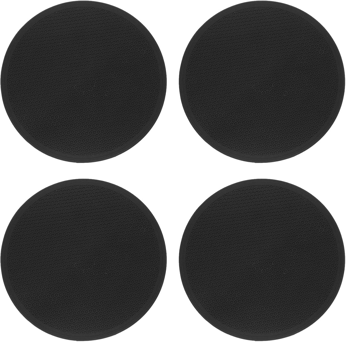 4pcs Silicone Trivet Mats 7.9" Dia Round Non-Slip Silicone Pot Holders for Hot Pots and Pans, Heat Resistant Hot Pads for Kitchen Hot Dishes Table Countertops, Black