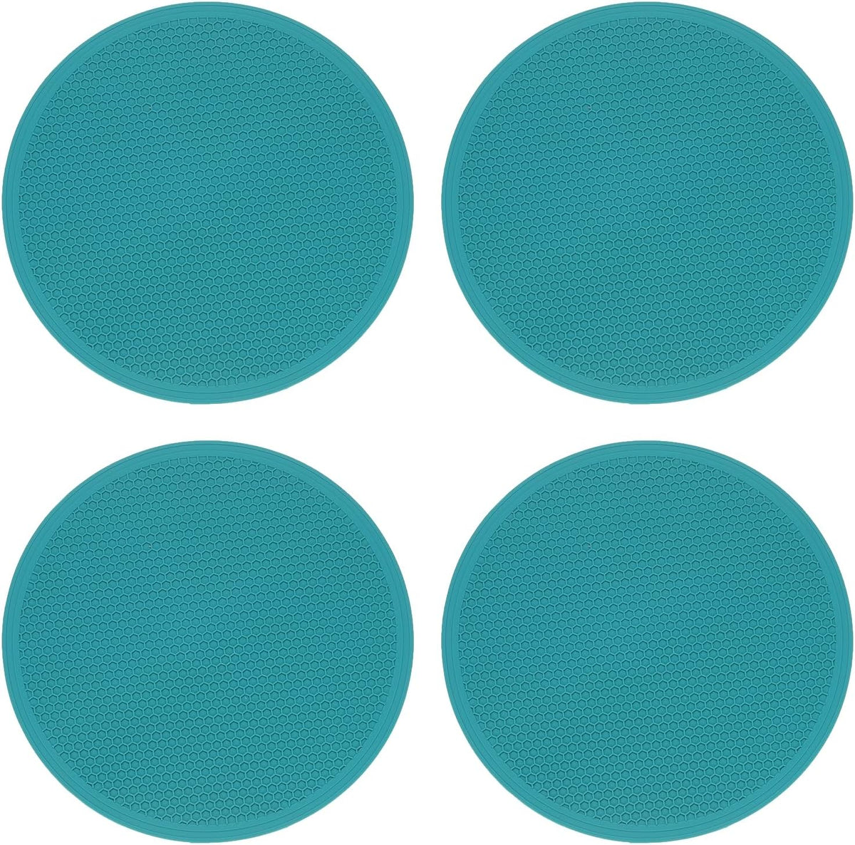 4pcs Silicone Trivet Mats 7.9" Dia Round Non-Slip Silicone Pot Holders for Hot Pots and Pans, Heat Resistant Hot Pads for Kitchen Hot Dishes Table Countertops, Black