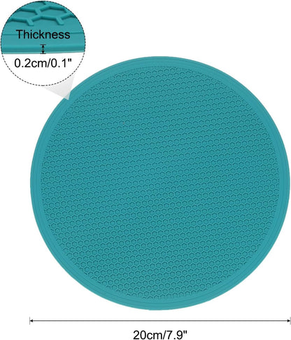 4pcs Silicone Trivet Mats 7.9" Dia Round Non-Slip Silicone Pot Holders for Hot Pots and Pans, Heat Resistant Hot Pads for Kitchen Hot Dishes Table Countertops, Black