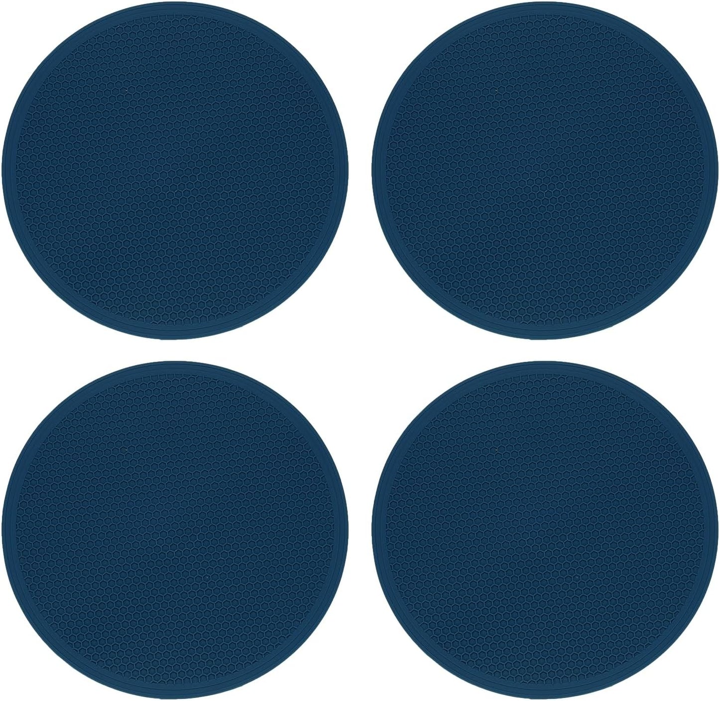 4pcs Silicone Trivet Mats 7.9" Dia Round Non-Slip Silicone Pot Holders for Hot Pots and Pans, Heat Resistant Hot Pads for Kitchen Hot Dishes Table Countertops, Black