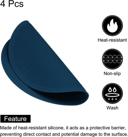 4pcs Silicone Trivet Mats 7.9" Dia Round Non-Slip Silicone Pot Holders for Hot Pots and Pans, Heat Resistant Hot Pads for Kitchen Hot Dishes Table Countertops, Black