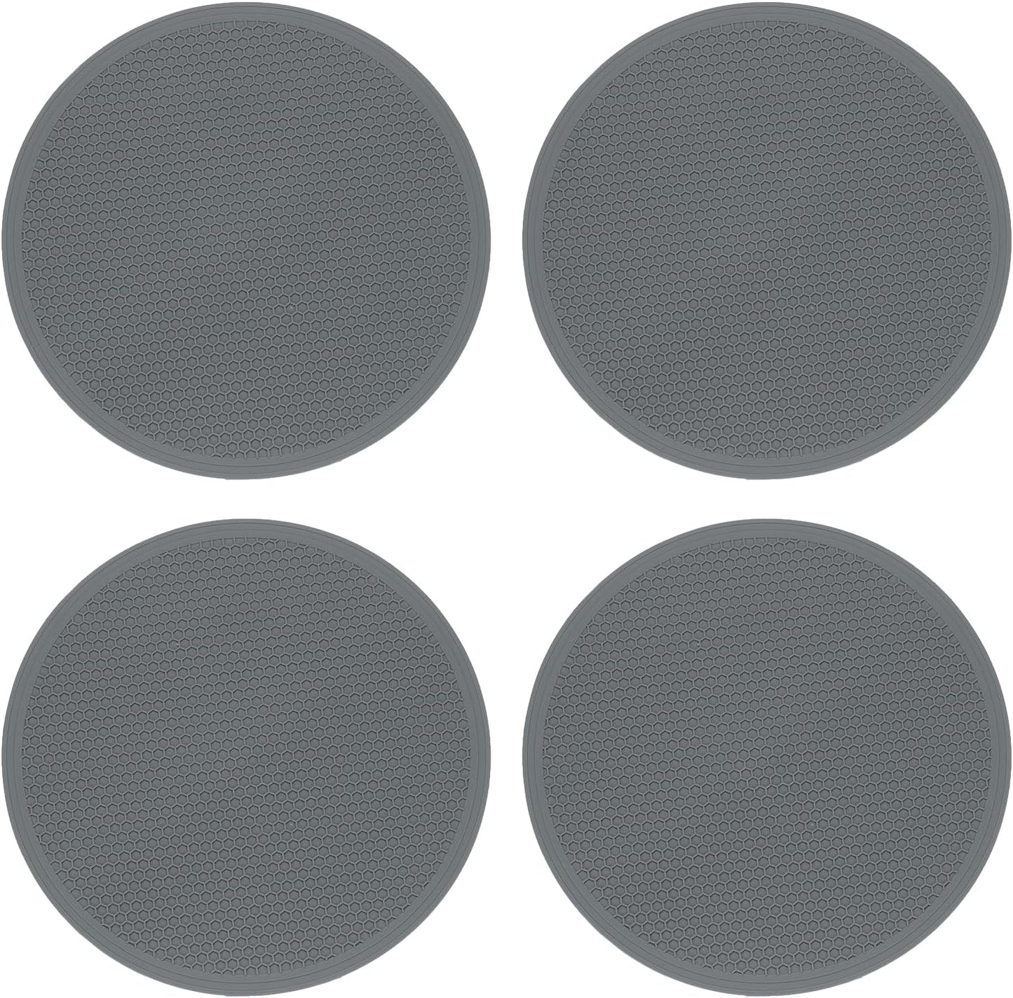 4pcs Silicone Trivet Mats 7.9" Dia Round Non-Slip Silicone Pot Holders for Hot Pots and Pans, Heat Resistant Hot Pads for Kitchen Hot Dishes Table Countertops, Black