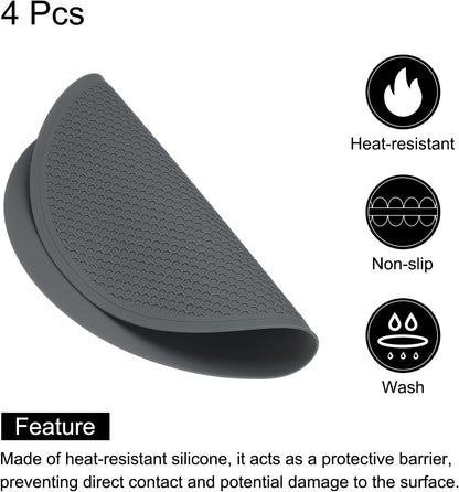 4pcs Silicone Trivet Mats 7.9" Dia Round Non-Slip Silicone Pot Holders for Hot Pots and Pans, Heat Resistant Hot Pads for Kitchen Hot Dishes Table Countertops, Black