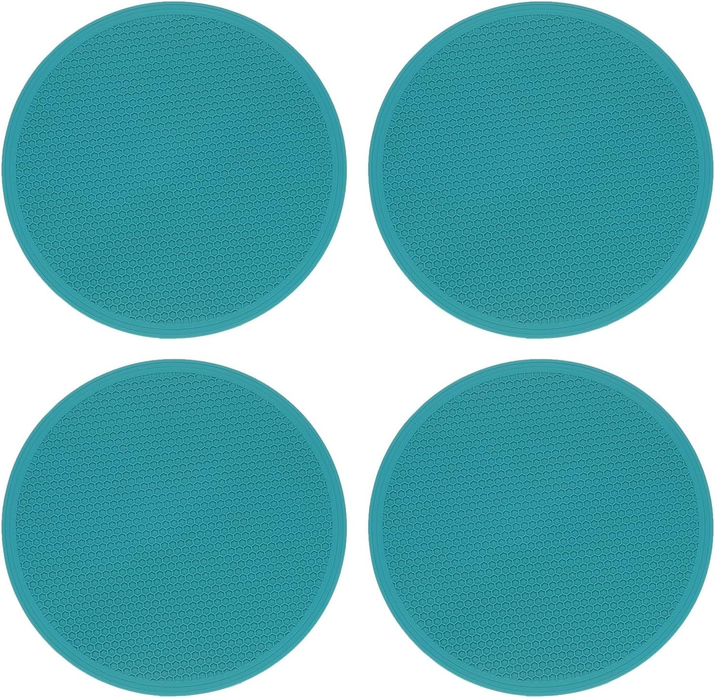 4pcs Silicone Trivet Mats 7.9" Dia Round Non-Slip Silicone Pot Holders for Hot Pots and Pans, Heat Resistant Hot Pads for Kitchen Hot Dishes Table Countertops, Black