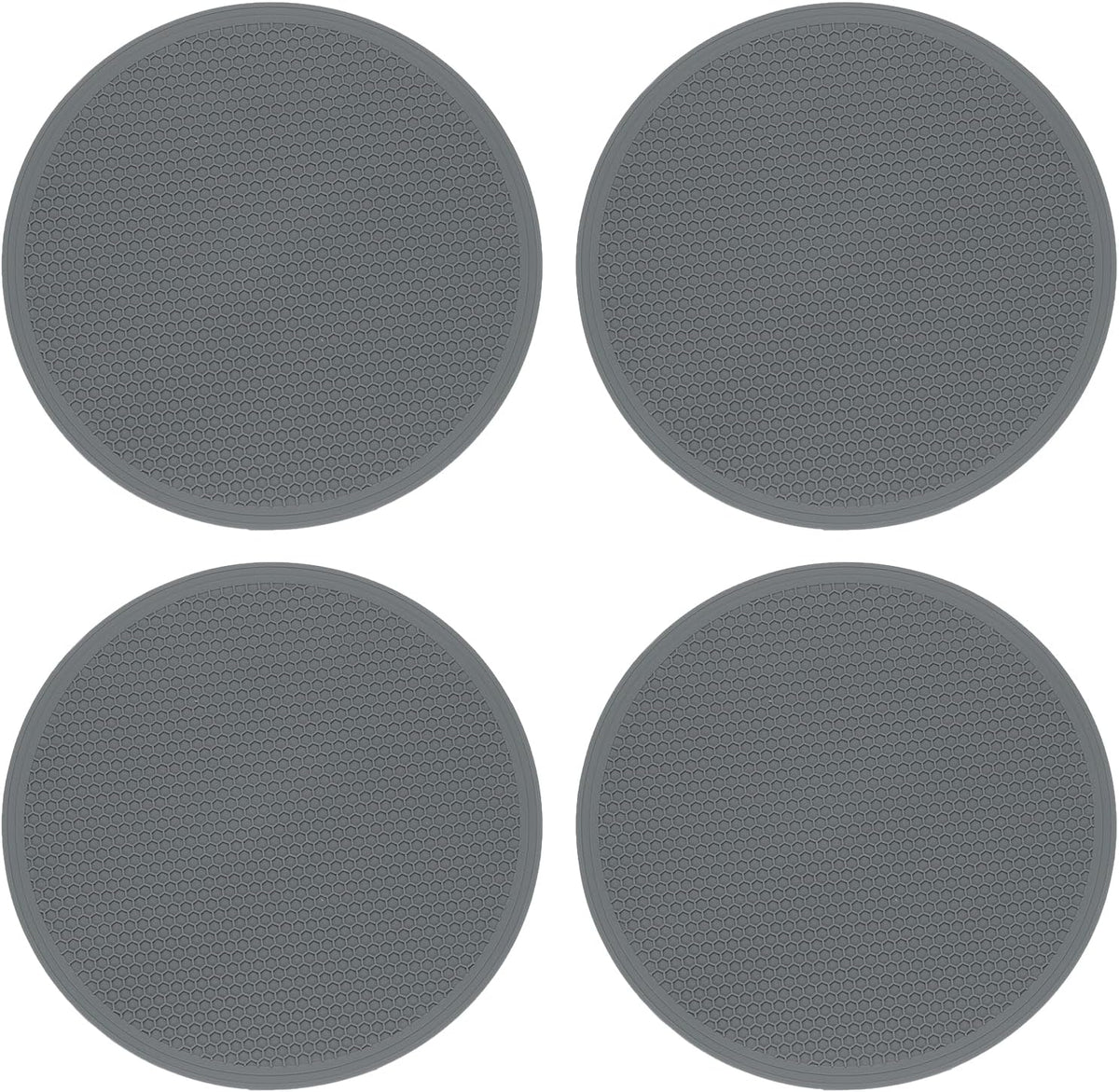 4pcs Silicone Trivet Mats 7.9" Dia Round Non-Slip Silicone Pot Holders for Hot Pots and Pans, Heat Resistant Hot Pads for Kitchen Hot Dishes Table Countertops, Black