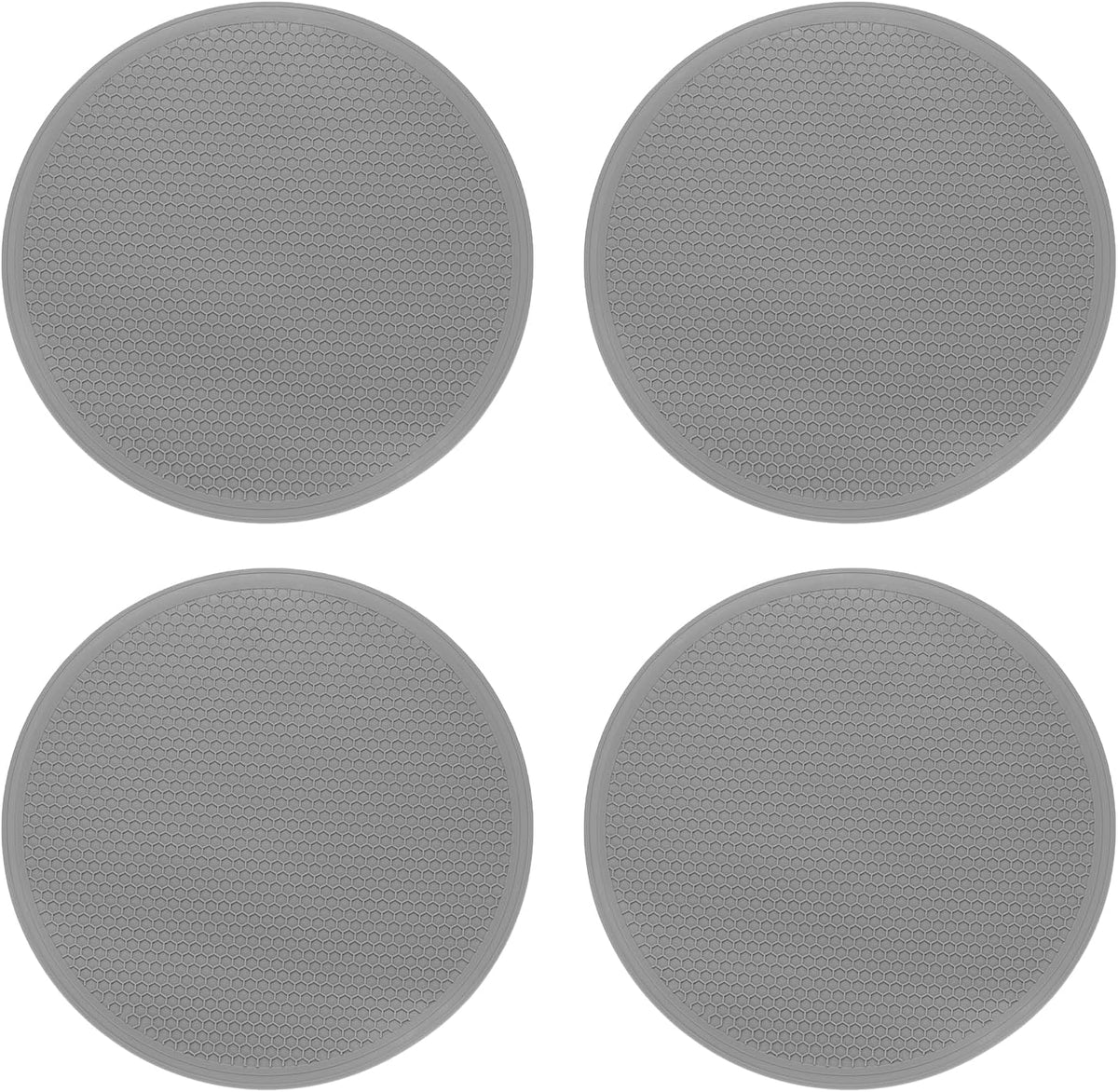 4pcs Silicone Trivet Mats 7.9" Dia Round Non-Slip Silicone Pot Holders for Hot Pots and Pans, Heat Resistant Hot Pads for Kitchen Hot Dishes Table Countertops, Black