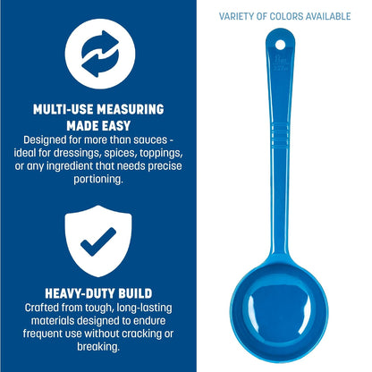399214 Solid Long Handle Portion Control Spoon, 8 oz, Blue