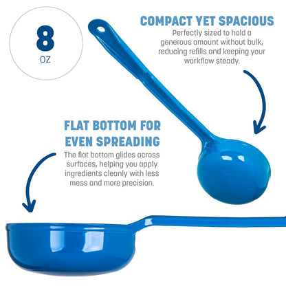 399214 Solid Long Handle Portion Control Spoon, 8 oz, Blue