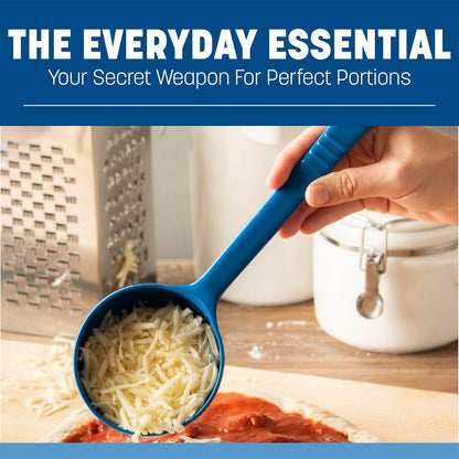 399214 Solid Long Handle Portion Control Spoon, 8 oz, Blue