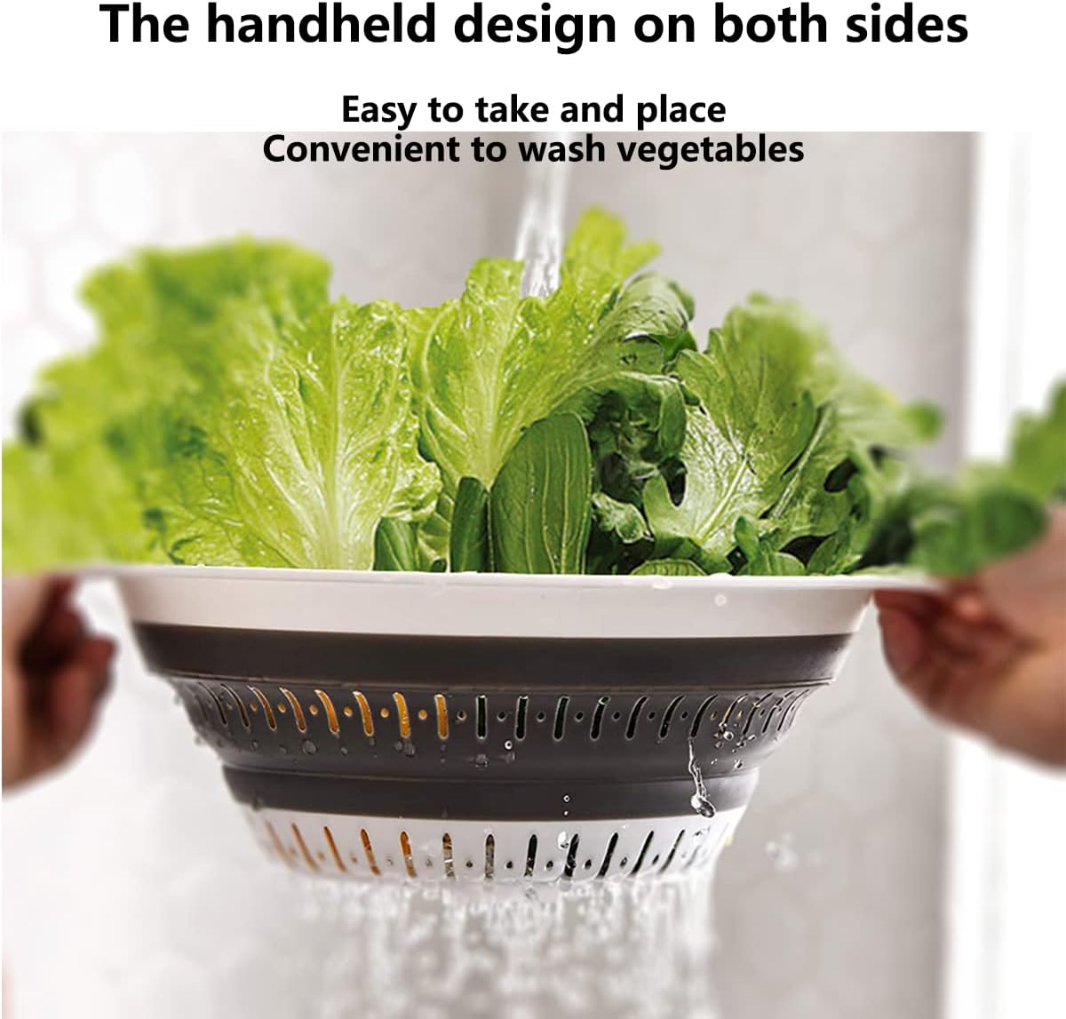 Collapsible Colander and Strainer,Silicone Strainer Colanders & Food Strainers,for Vegetable and Fruit, Kitchen Essentials (3, Green, 1.3L+2.1L+2.5L)