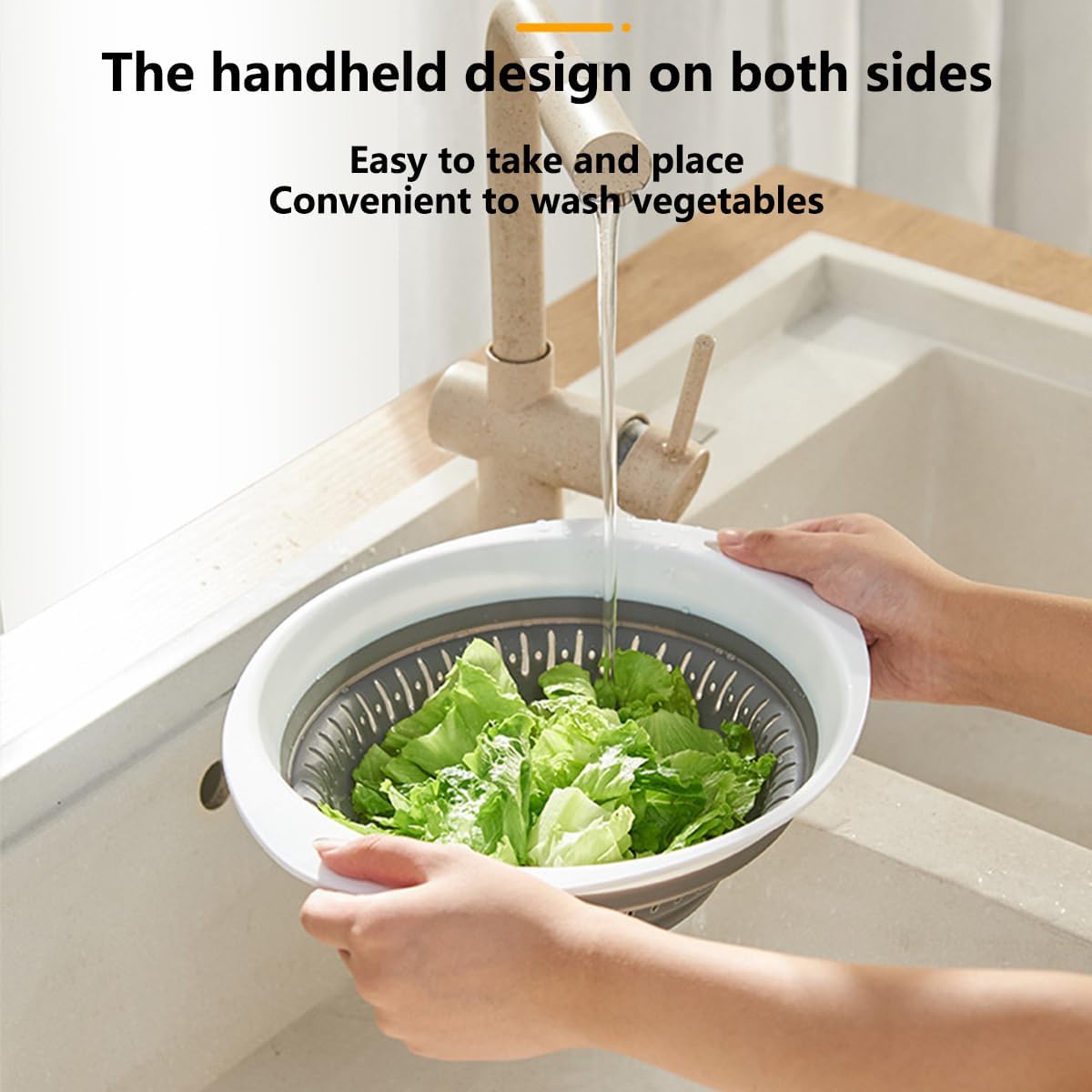Collapsible Colander and Strainer,Silicone Strainer Colanders & Food Strainers,for Vegetable and Fruit, Kitchen Essentials (3, Green, 1.3L+2.1L+2.5L)