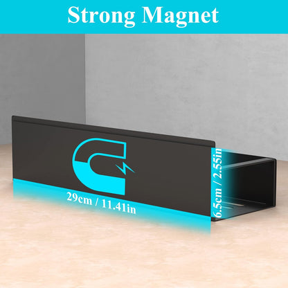 Metal Magnetic Spice Rack for Refrigerator Black, 4 Pack | Magnetic Shelves Heavy Duty for Fridge in Kitchen, Seasoning Storage Organizer, For Oven Washer and Dryer, For Heavier Items