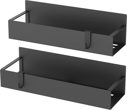 Metal Magnetic Spice Rack for Refrigerator Black, 4 Pack | Magnetic Shelves Heavy Duty for Fridge in Kitchen, Seasoning Storage Organizer, For Oven Washer and Dryer, For Heavier Items