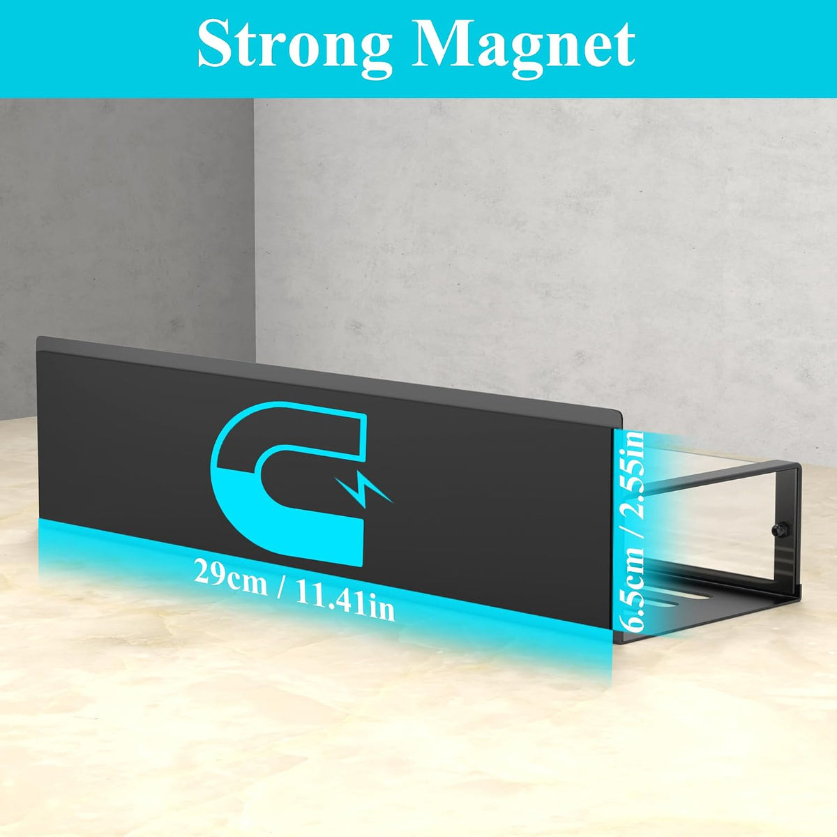 Metal Magnetic Spice Rack for Refrigerator Black, 4 Pack | Magnetic Shelves Heavy Duty for Fridge in Kitchen, Seasoning Storage Organizer, For Oven Washer and Dryer, For Heavier Items