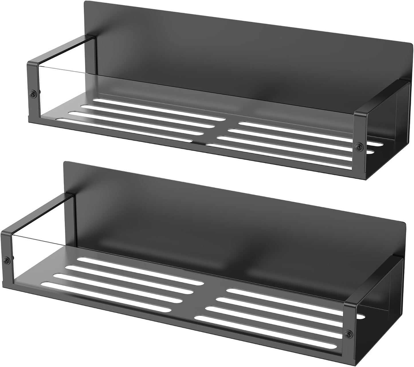 Metal Magnetic Spice Rack for Refrigerator Black, 4 Pack | Magnetic Shelves Heavy Duty for Fridge in Kitchen, Seasoning Storage Organizer, For Oven Washer and Dryer, For Heavier Items