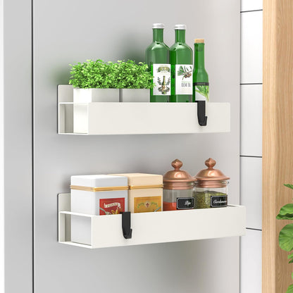 Metal Magnetic Spice Rack for Refrigerator Black, 4 Pack | Magnetic Shelves Heavy Duty for Fridge in Kitchen, Seasoning Storage Organizer, For Oven Washer and Dryer, For Heavier Items