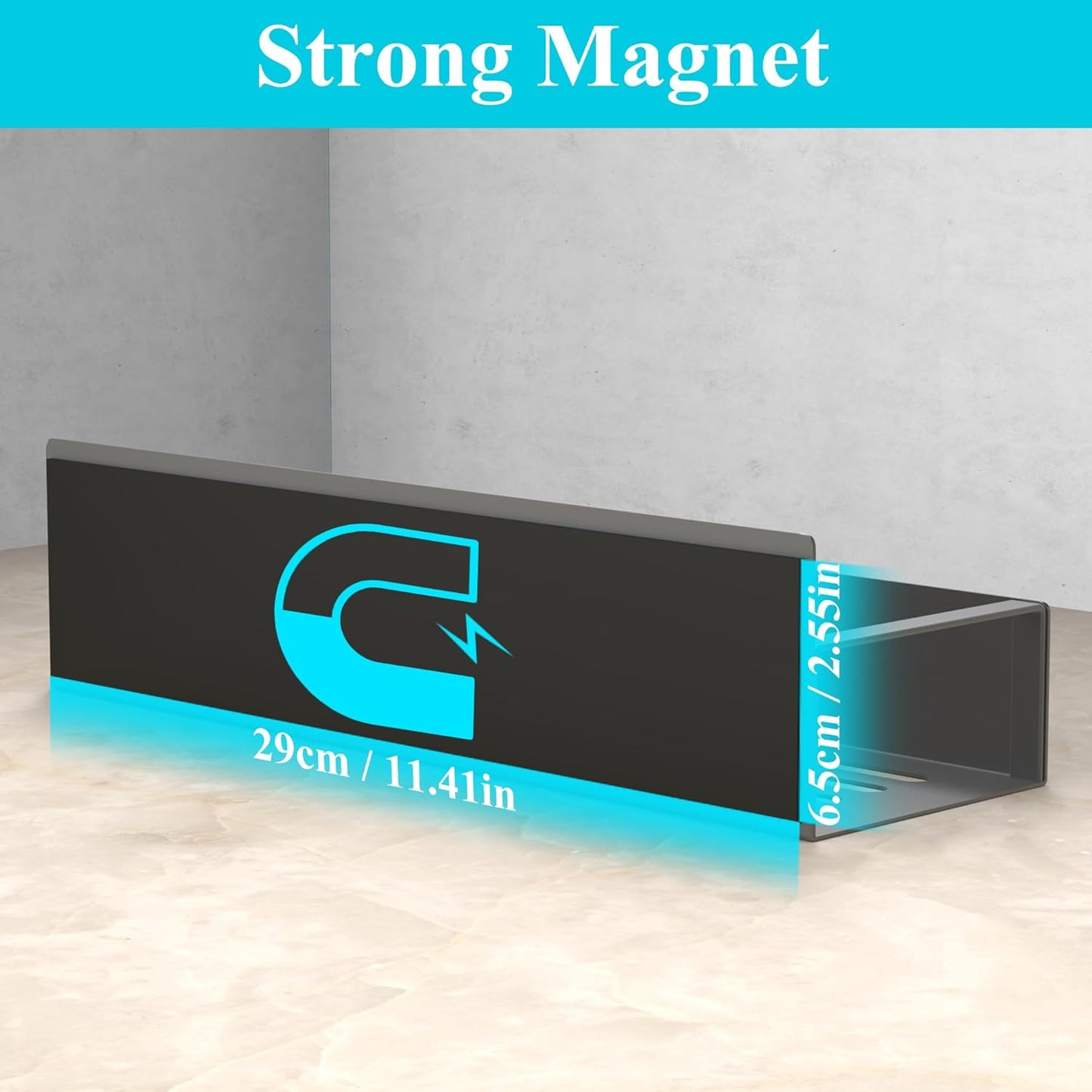 Metal Magnetic Spice Rack for Refrigerator Black, 4 Pack | Magnetic Shelves Heavy Duty for Fridge in Kitchen, Seasoning Storage Organizer, For Oven Washer and Dryer, For Heavier Items