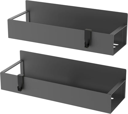 Metal Magnetic Spice Rack for Refrigerator Black, 4 Pack | Magnetic Shelves Heavy Duty for Fridge in Kitchen, Seasoning Storage Organizer, For Oven Washer and Dryer, For Heavier Items