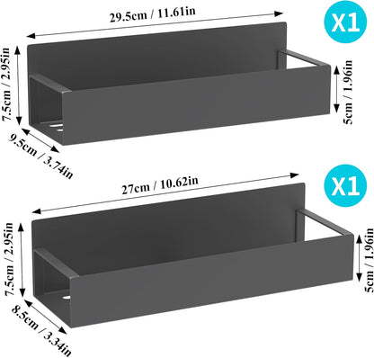 Metal Magnetic Spice Rack for Refrigerator Black, 4 Pack | Magnetic Shelves Heavy Duty for Fridge in Kitchen, Seasoning Storage Organizer, For Oven Washer and Dryer, For Heavier Items