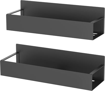 Metal Magnetic Spice Rack for Refrigerator Black, 4 Pack | Magnetic Shelves Heavy Duty for Fridge in Kitchen, Seasoning Storage Organizer, For Oven Washer and Dryer, For Heavier Items