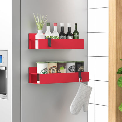 Metal Magnetic Spice Rack for Refrigerator Black, 4 Pack | Magnetic Shelves Heavy Duty for Fridge in Kitchen, Seasoning Storage Organizer, For Oven Washer and Dryer, For Heavier Items