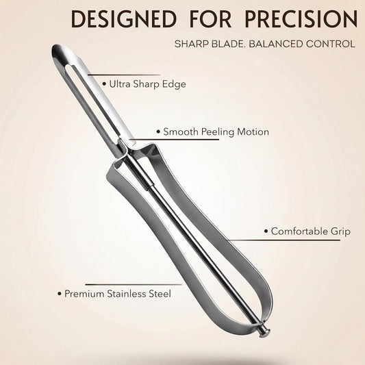 Stainless Steel Vegetable Peeler, Ergonomic Swivel Blade Potato Peeling Tool