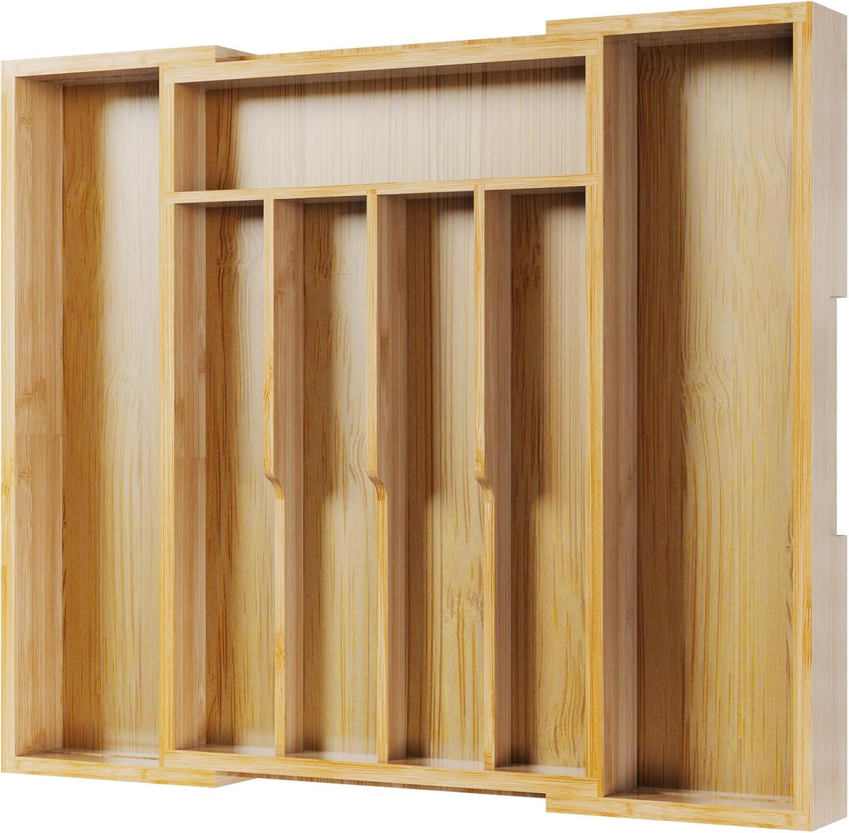 Silverware Organizer, Bamboo Kitchen Drawer Tray, Natural, Large | Expandable Drawer Kitchen Organizer, Cooking Utensils & Cutlery, Sturdy & Thickened Design, Storage Solution