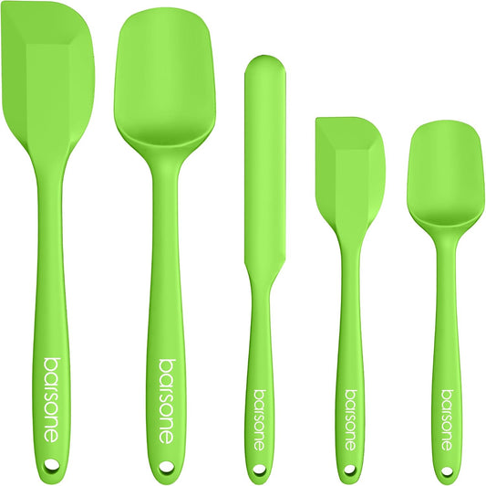 Silicone Spatula Set 5-Piece, Heat Resistant 446°F, BPA Free | Multi-purpose kitchen tools for cooking, baking and mixing, suitable for cakes, pizza, dough and more.