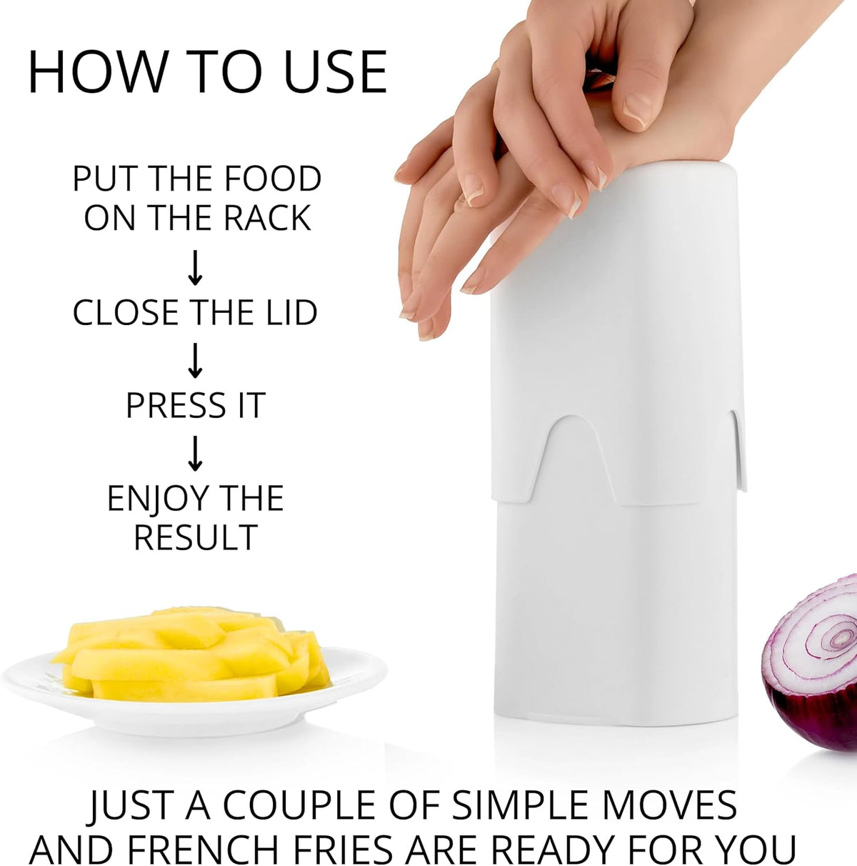 French Fry Cutter Tool White – Tool Food Dicer Veggie Chopper Veg Chopper White French Fry Cutter Natural Cut Rapid Slicer Vegetable Dicer Potato Slicer Manual