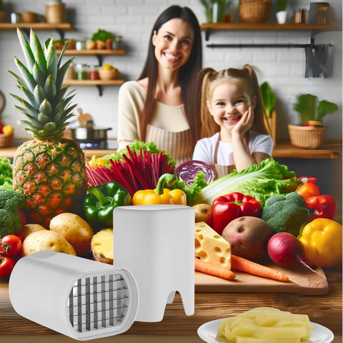 French Fry Cutter Tool White – Tool Food Dicer Veggie Chopper Veg Chopper White French Fry Cutter Natural Cut Rapid Slicer Vegetable Dicer Potato Slicer Manual