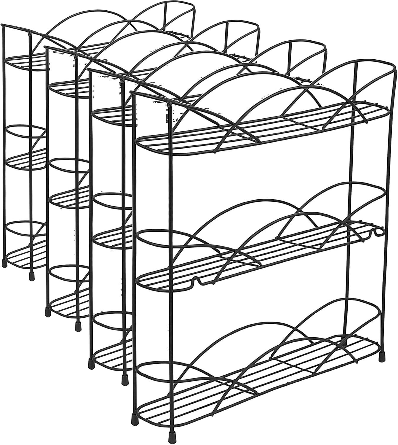 3 Tier Spice Rack Organizer Black Countertop Wire Shelf Spice Rack for Modern Kitchen Pantry Cabinet, Organize Spices with Three Tier Spice Shelf for Kitchen Storage with Wall Mount Option